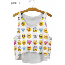 Cosecha de impresión con estampado de emojis de cuello redondo escote redondo de OEM de Guangzhou